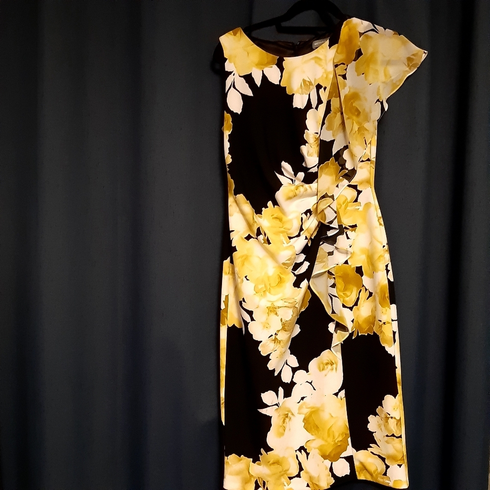 Floral Yellow and Black Dress